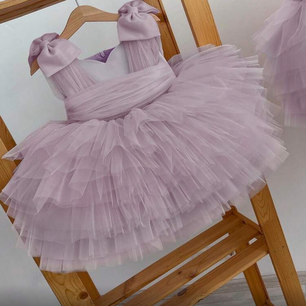 Lavender Tulle Dress with Bows